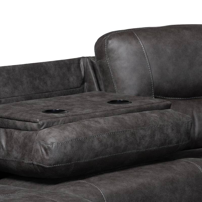 Mistral 6-Piece Reclining Sectional Sofa with Left-facing Chaise Lounge - Suede Upholstered Modular Sectional with Storage