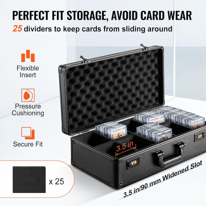 Graded Card Storage Box with Coded Lock Foam Dividers