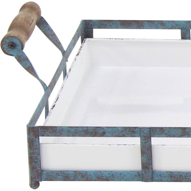Metal Tray - Set of 2 Blue - Roche River Decor