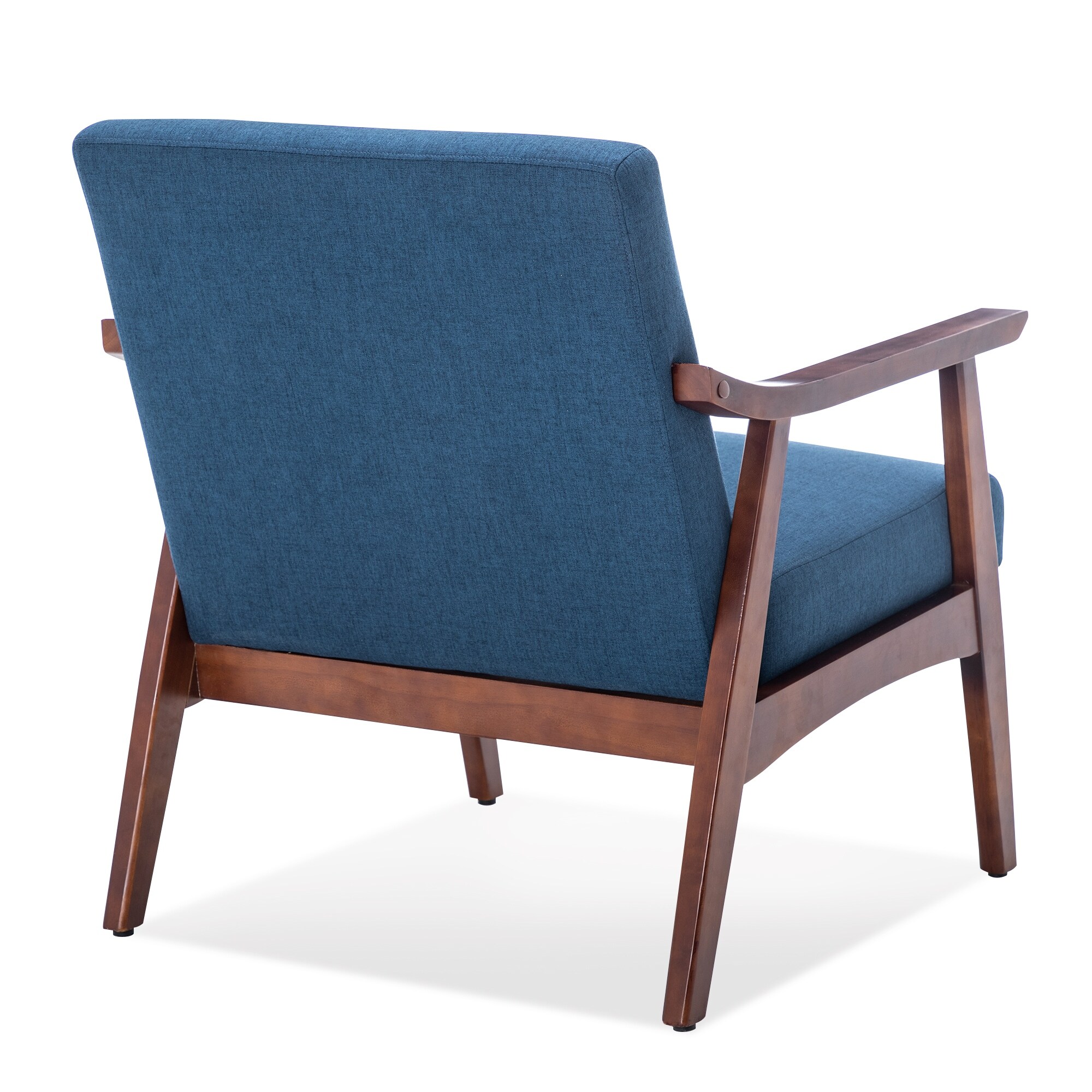Belleze Armchair Solid Wood Upholstered Linen Lounge Chair Navy Blue Standard Overstock 29483926