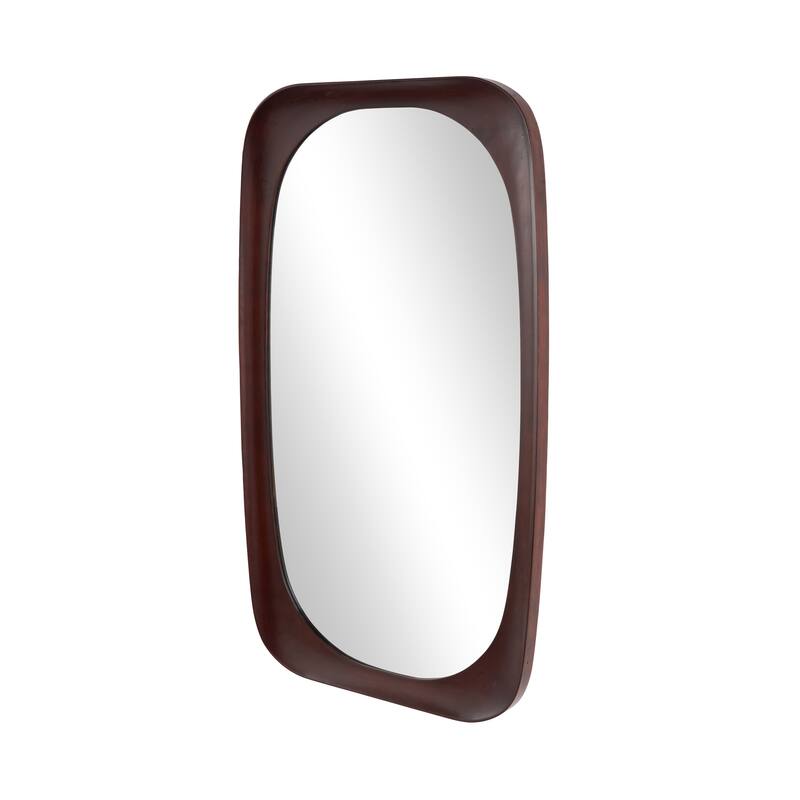 Wood Oval Wall Mirror - Dark Brown or Brown - Roche River Decor