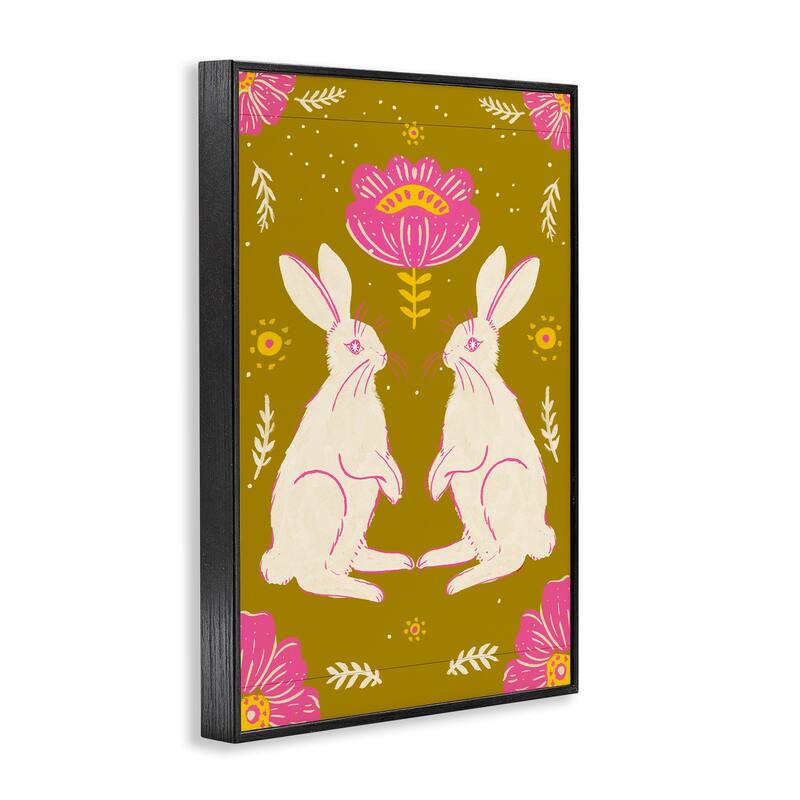 Stupell Mirrored Spring Bunnies Framed Giclee Art Design By Hannah Moren