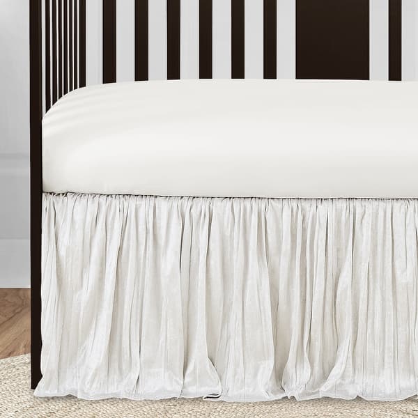 Ivory Velvet Girl 5pc Nursery Crib Bedding Set Solid Color Off White Cream Crinkle Crushed Luxurious Elegant Boho Shabby Chic Overstock 32140213