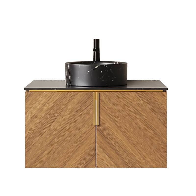 Wall-Mounted Bathroom Vanity with Round Ceramic Sink