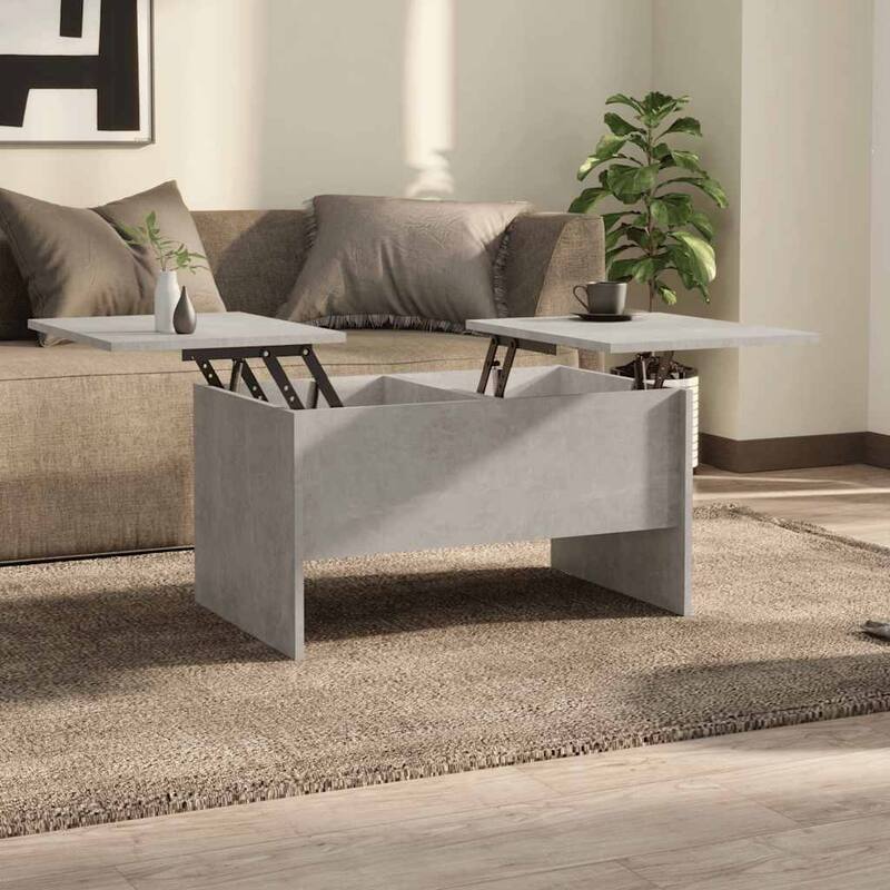 vidaXL Coffee Table Lift Top End Table Accent Side Sofa Table Engineered Wood - 31.5" x 19.7" x 16.7" - Concrete gray