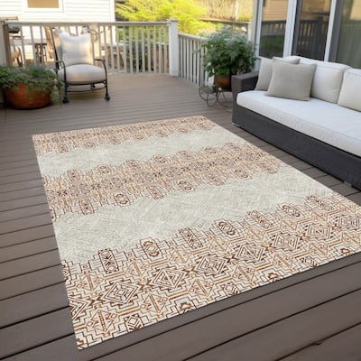 Machine Washable Indoor/ Outdoor Moroccan Boho Chantille Rug