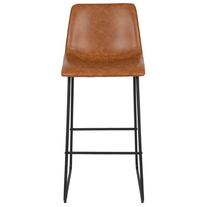 LeatherSoft Bucket Seat Bar Stool (Set of 2)