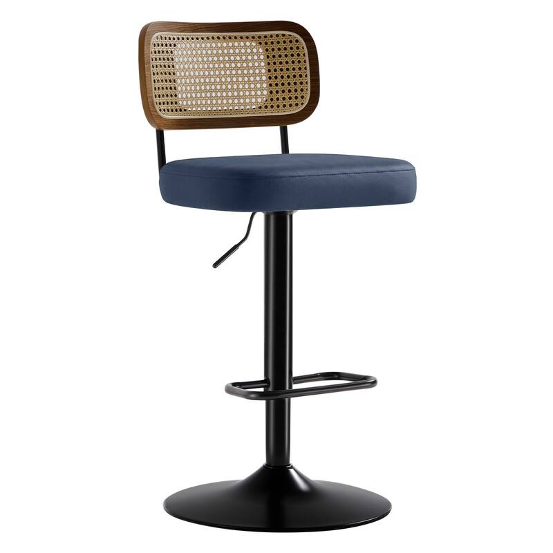 Adjustable Height Swivel Bar Stools with Back and Footrest - 17.7"W x 15.75"D x 35"-42.9"H