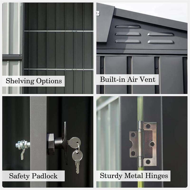 10 ft. W x 8 ft. D Metal Storage Shed with Double Door (80 sq. ft.)