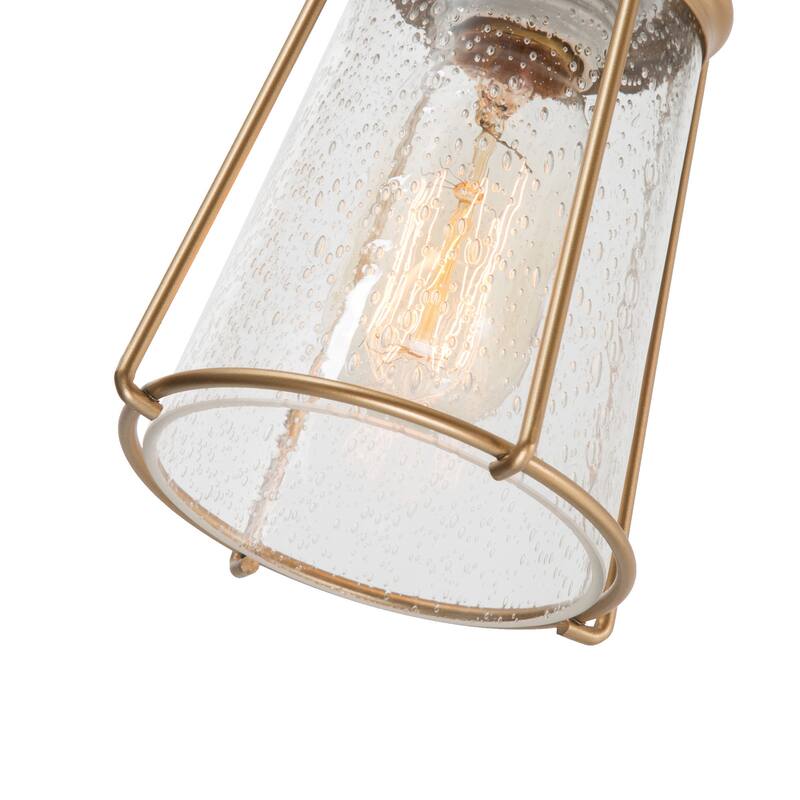 Mini Modern Coastal Brass/ Bronze Lantern Pendant LED Dimmable Kitchen Island Lighting with Glass - 5 inches