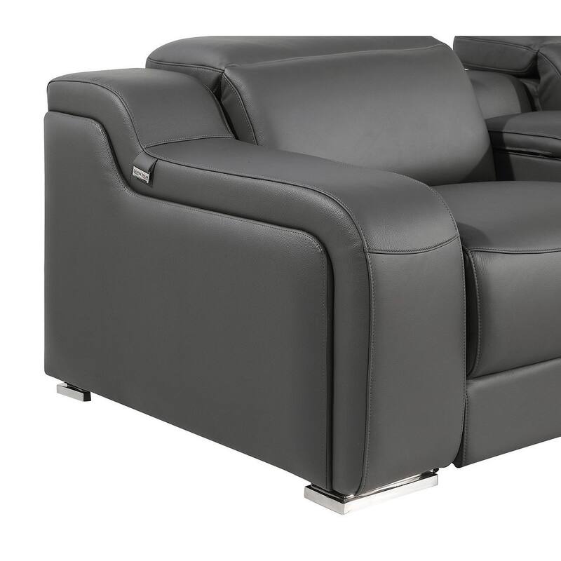 HomeRoots 103" Black Italian Leather Reclining USB Sofa