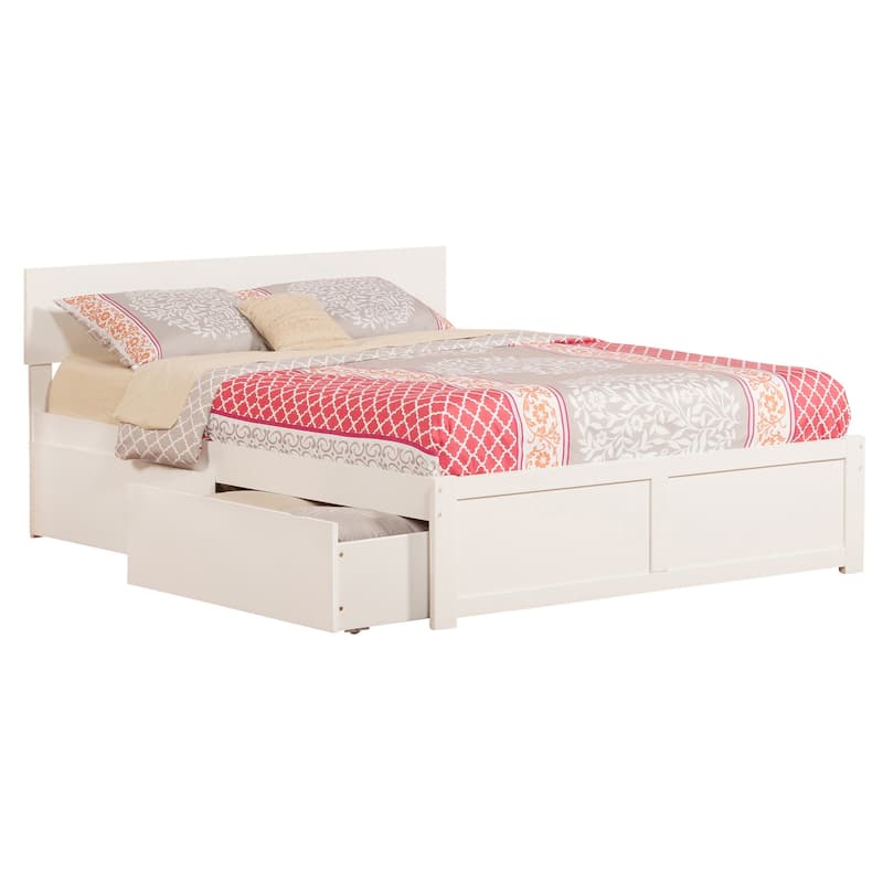 Platform Bed - Storage Drawers & Flat Panel Footboard - Modern Bedroom Furniture
