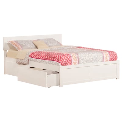 Platform Bed - Storage Drawers & Flat Panel Footboard - Modern Bedroom Furniture