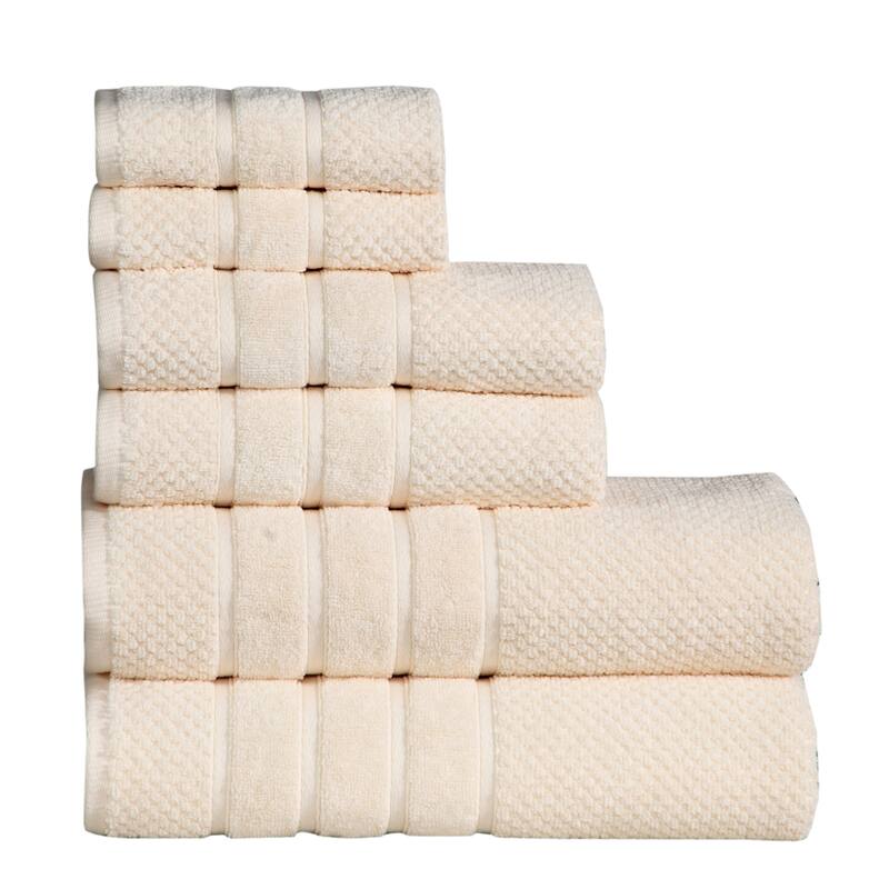 Luxurious Absorbent 650 GSM Combed Cotton 6-piece Towel Set - Ivory