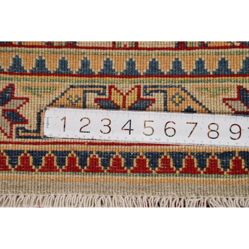 Geometric Kazak Foyer Rug Hand-Knotted Wool Carpet - 2'9"x 4'0"