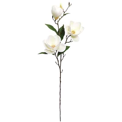 Set of 2 Large Cream White Artificial Magnolia Flower Stem Spray 38in - 38" L x 11" W x 9" DP