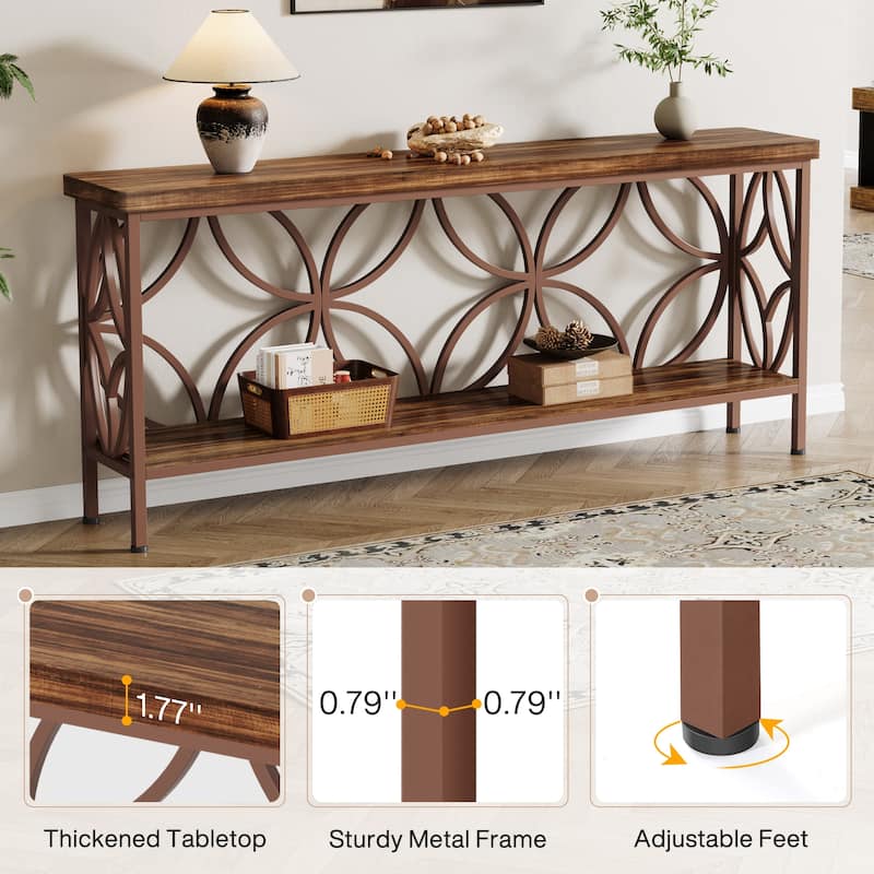 70.9" Modern Sofa Console Table with Storage Shelves for Entryway