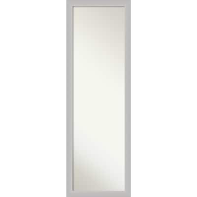 Non-Beveled Wood Full Length On The Door Mirror 50.5 x 16.5 in. - Low Luster Frame - Low Luster Silver - 17 x 51 in