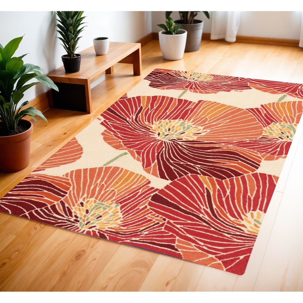 Gavuk Floral Stain Resistant Area Rug By HomeRoots - 66' X '42' X '0.5