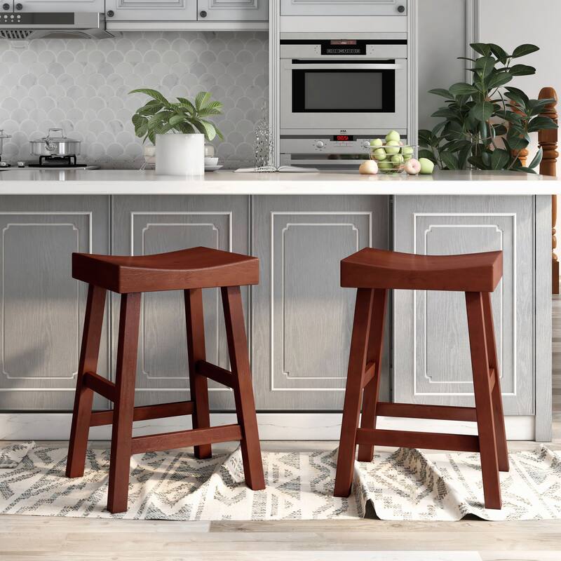 Howler Transitional 24-inch Saddle Stool (Set of 2) by Furniture of America - Dark Cherry