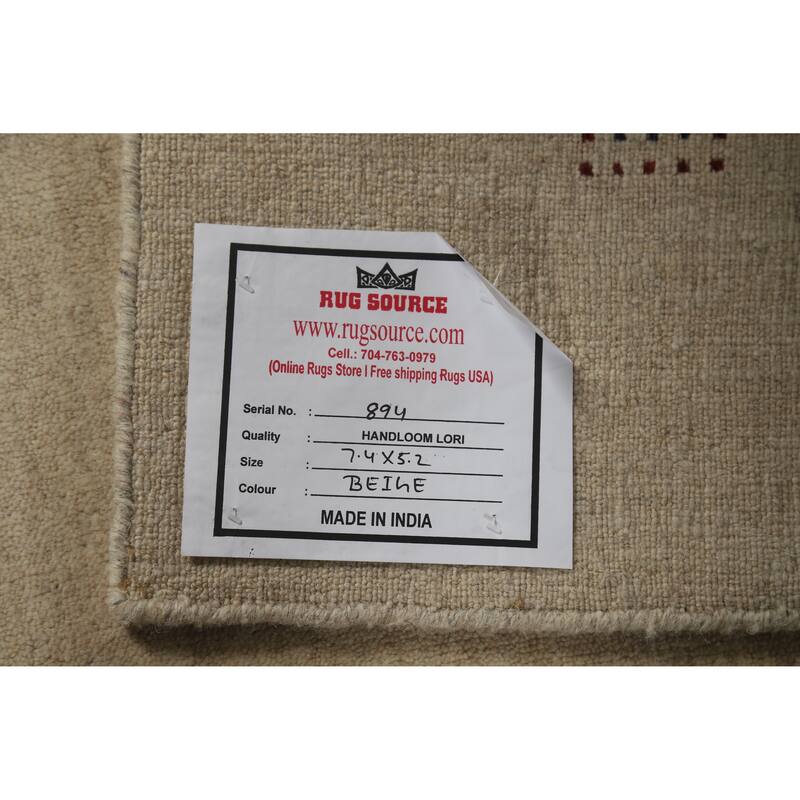 Hand Knotted Oriental 100% Wool Carpet Tribal Tribal Beige & Ivories Gabbeh Area Rug - 7' 4'' X 5' 2''