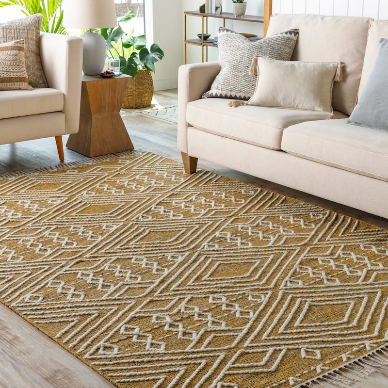 Livabliss Harris Handmade Cotton Boho Nomad Area Rug - 3' x 5' - Yellow