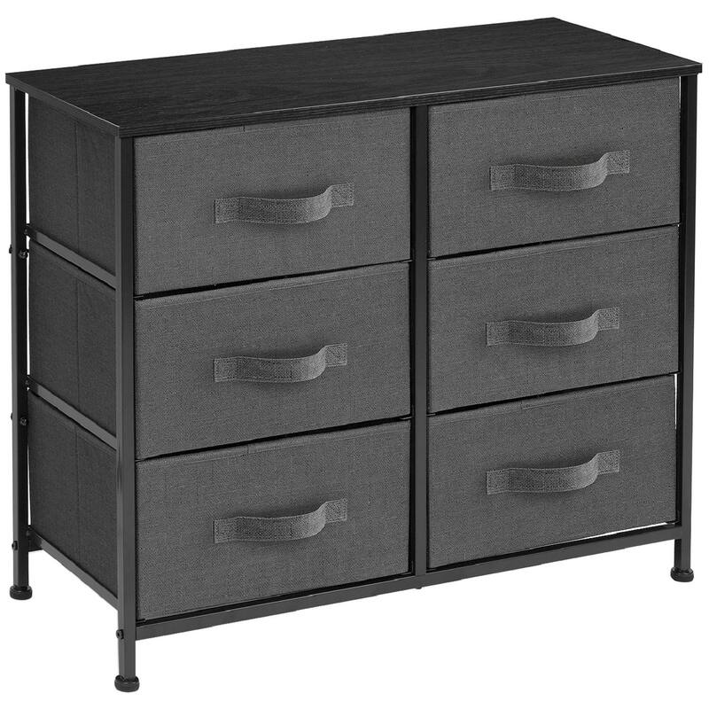 Extra Wide Dresser Organizer With 6 Drawers - Black