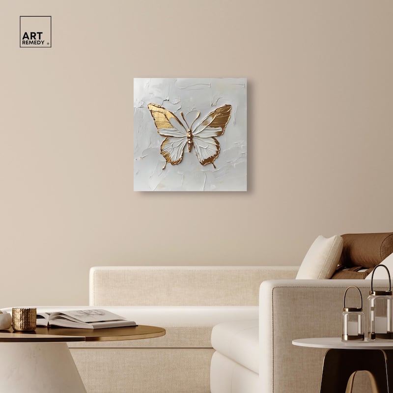 Simple Golden Butterfly Canvas by Art Remedy, Gallery Wrapped