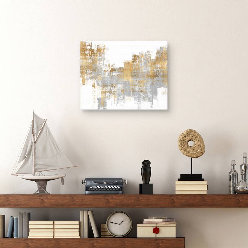 Dynamic Gold on Grey by Alex Wise Canvas Art Print