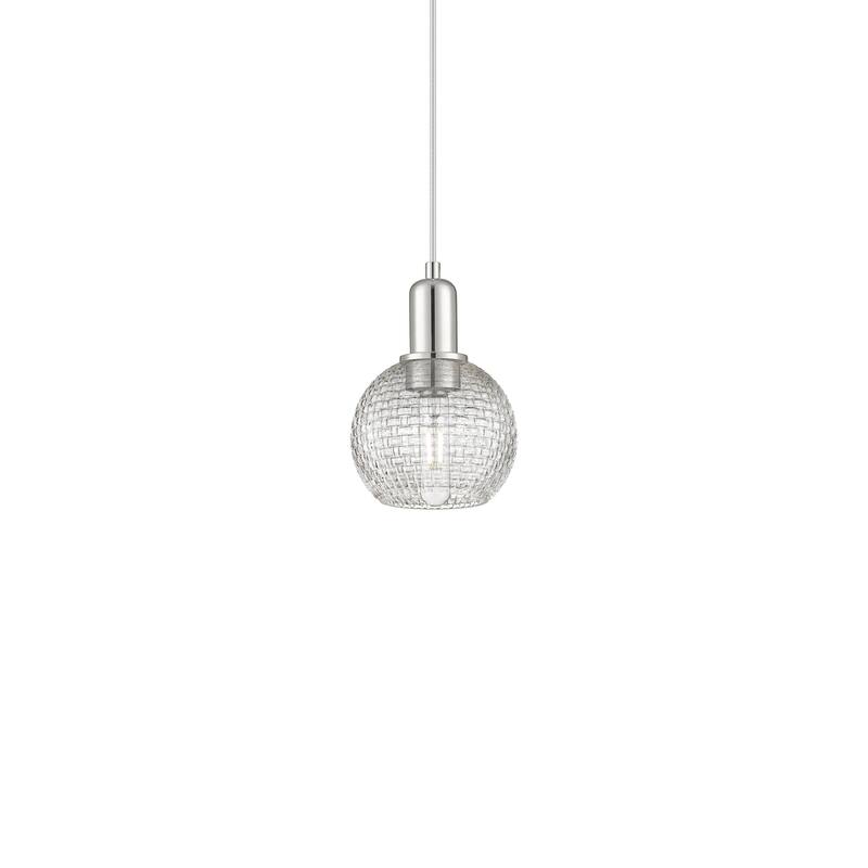 Innovations Lighting 716-1P-9-6 Athens Pendant Athens 6" Wide Mini - Polished Nickel / Clear Basketweave
