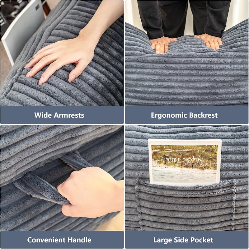 Bean Bag Chair for Adults with Armrests, Oversized Comfy Beanbag Lounge Lazy Floor Sofa Chair