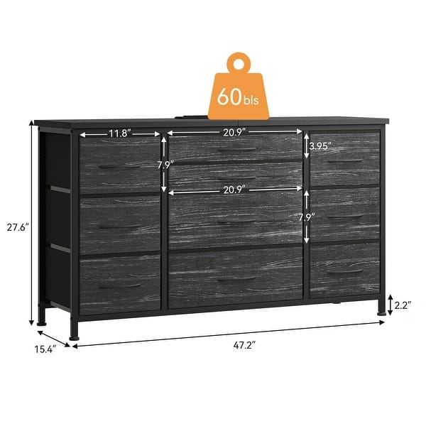 Wide Dresser with 10 Large Drawers for 55'' Long TV Stand with Power Outlet  Entertainment Center - Bed Bath & Beyond - 40148453