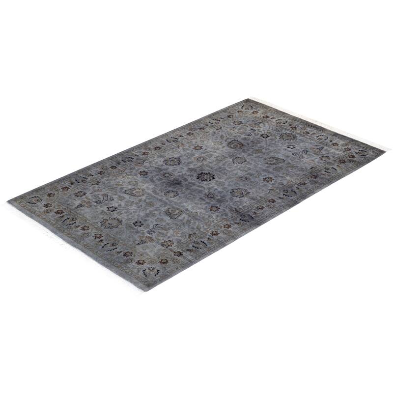 Overton Hand Knotted Wool Vintage Inspired Modern Contemporary Overdyed Gray Area Rug - 3' 1" x 5' 3"