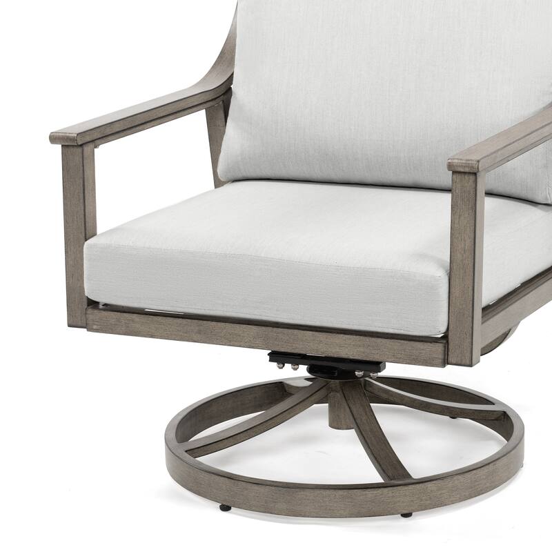5-Person Aluminum Patio Conversation Set with Swivel Chairs, Coffee Table and Cushions