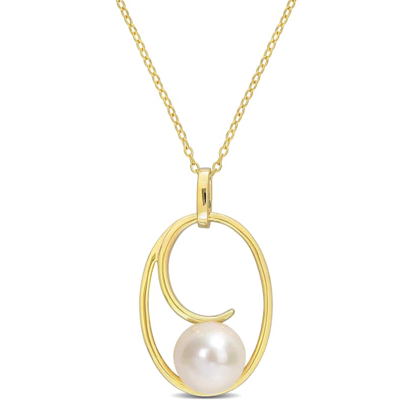 Miadora 9.5-10mm Cultured Freshwater Pearl Geometric Yellow Silver