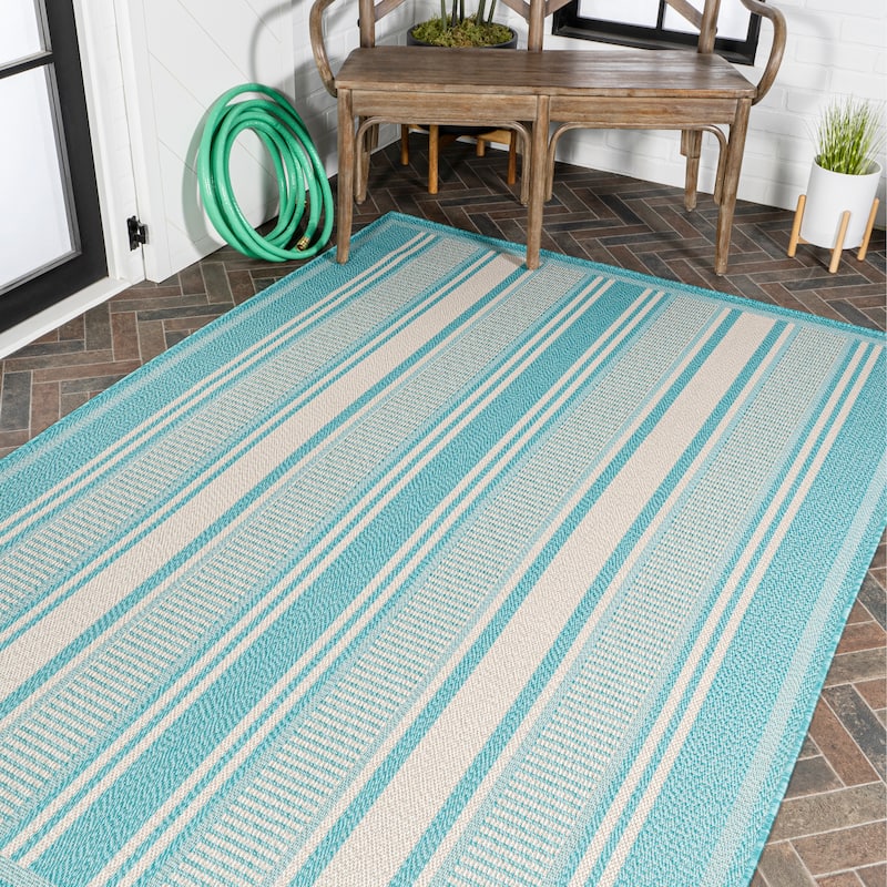 JONATHAN Y Negril Modern Double Stripe Indoor/Outdoor Area Rug