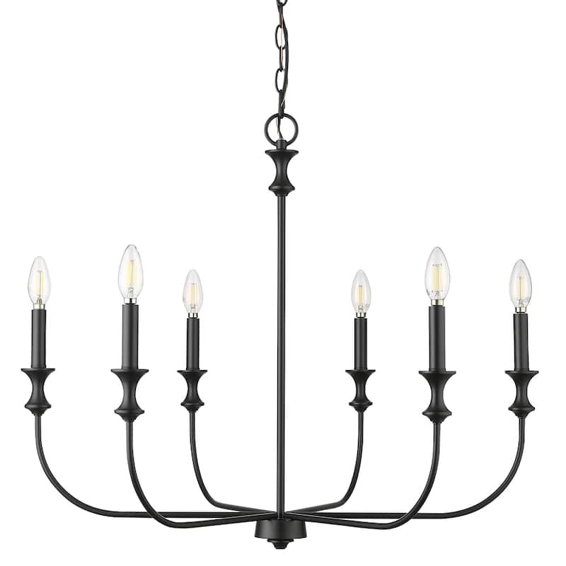 Millennium Lighting 29506 Savanne 6 Light 28" Wide Taper Candle Style - Matte Black