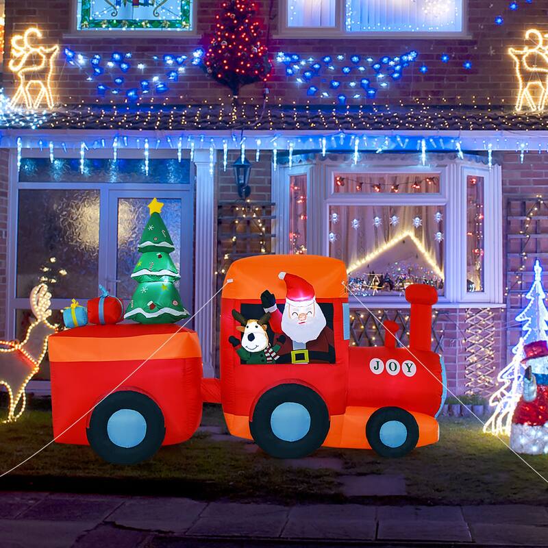 Gymax 8.6 FT Long Christmas Inflatable Train Inflatable Yard - See Details