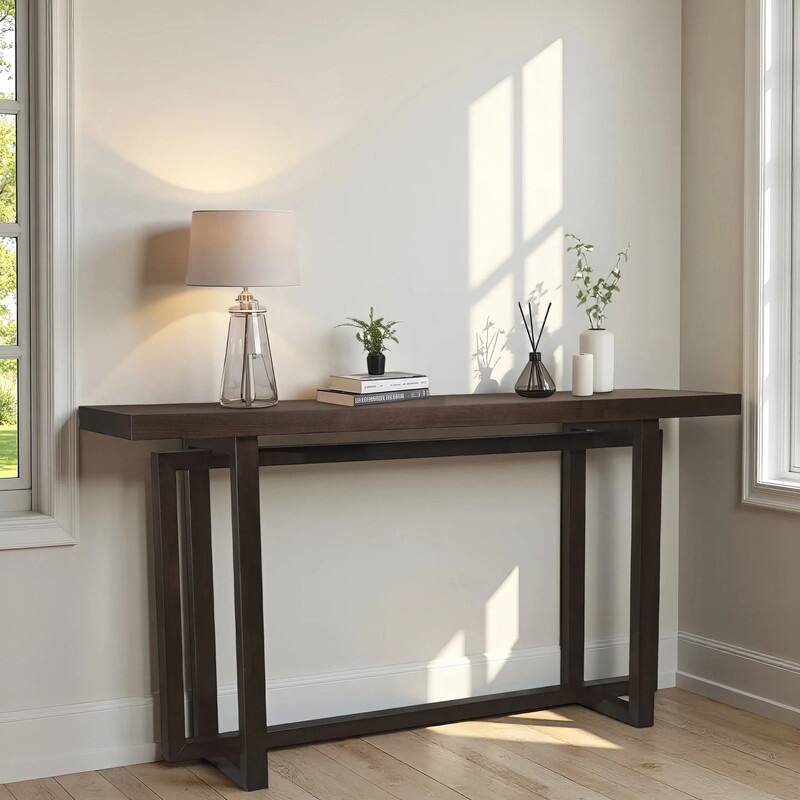Narrow Console Table, 59" Long Entryway Table, Rectangular Couch Tables Behind Sofa, Accent Tables - Espresso