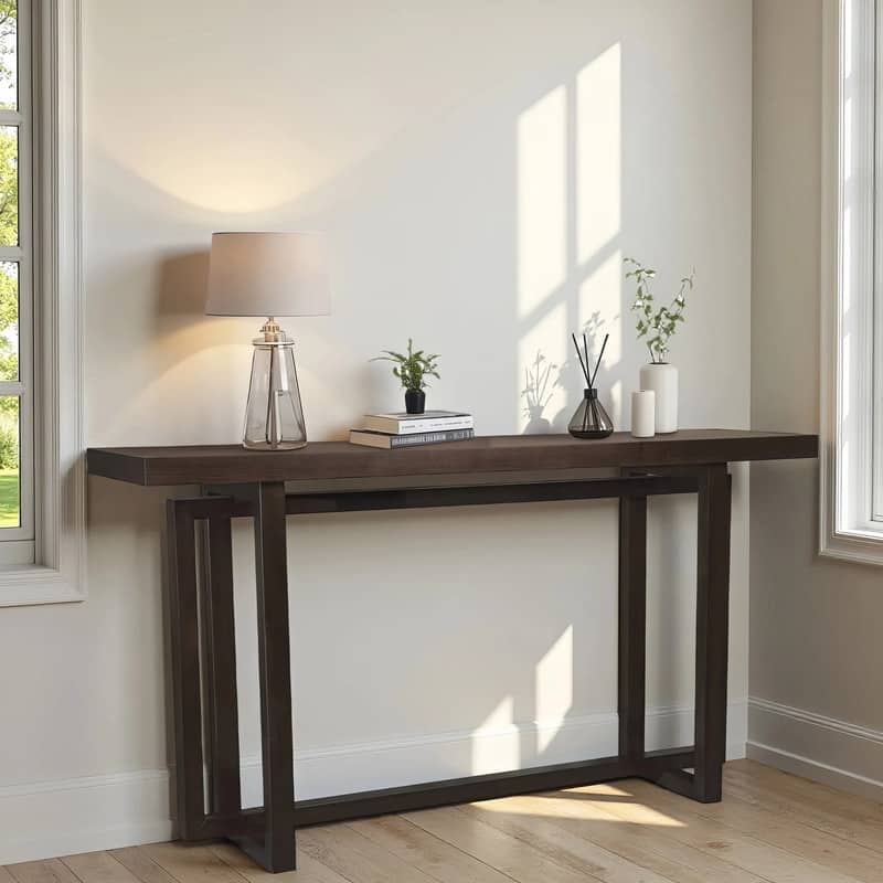 Narrow Console Table, 59" Long Entryway Table, Rectangular Couch Tables Behind Sofa, Accent Tables
