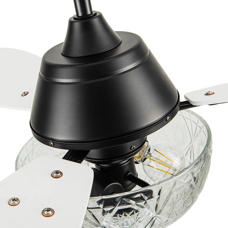 Maisie River of Goods 3-blade 42-inch Modern Indoor Ceiling Fan with Clear Hand-Cut Glass Globe Shade and Remote Control