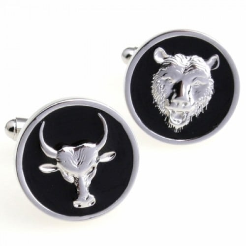 Select Gifts Cuff Links Stockmarket Cufflinks~Financial~Bull /& Bear Engraved Personalised Box