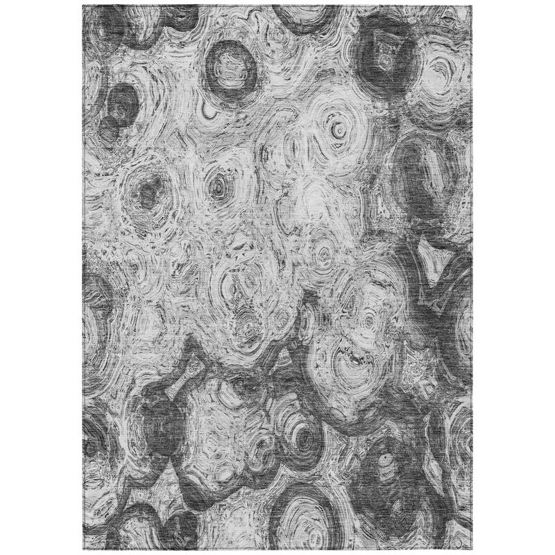 Machine Washable Indoor/ Outdoor Chantille Abstract Waves Rug