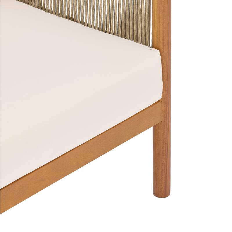 Christopher Knight Home - Outdoor Acacia Wood 4-Piece Patio Sofa Set with Rope Panels and Cushions