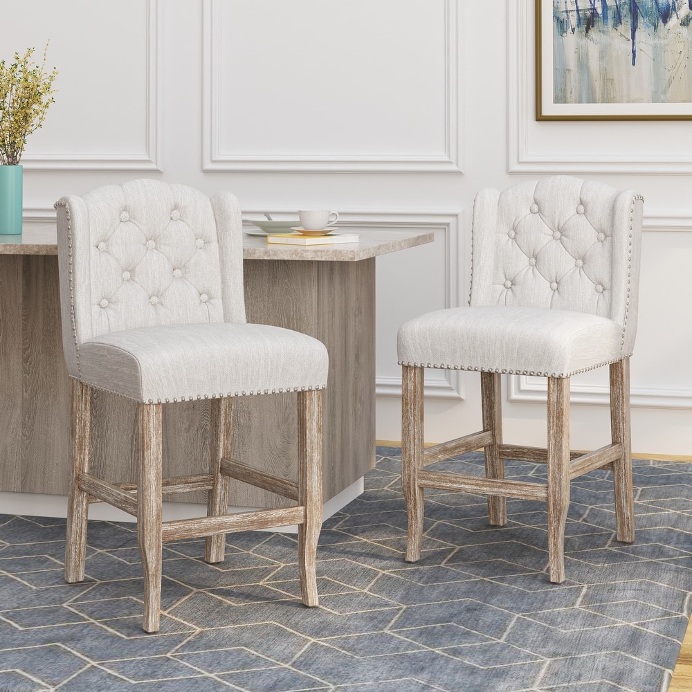Foxcroft Wingback Counter Stool (Set of 2) by Christopher Knight Home