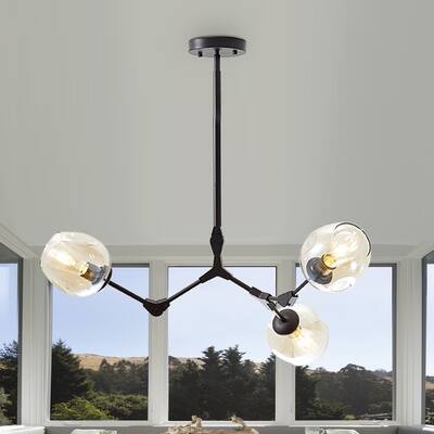Belladepot Modern Full-angle Adjustable Chandelier with Amber Glass Shade