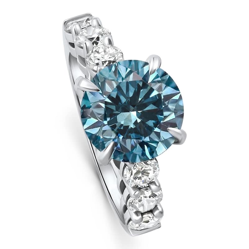 4.50Ct Blue Diamond Engagement Ring White Gold Lab Grown