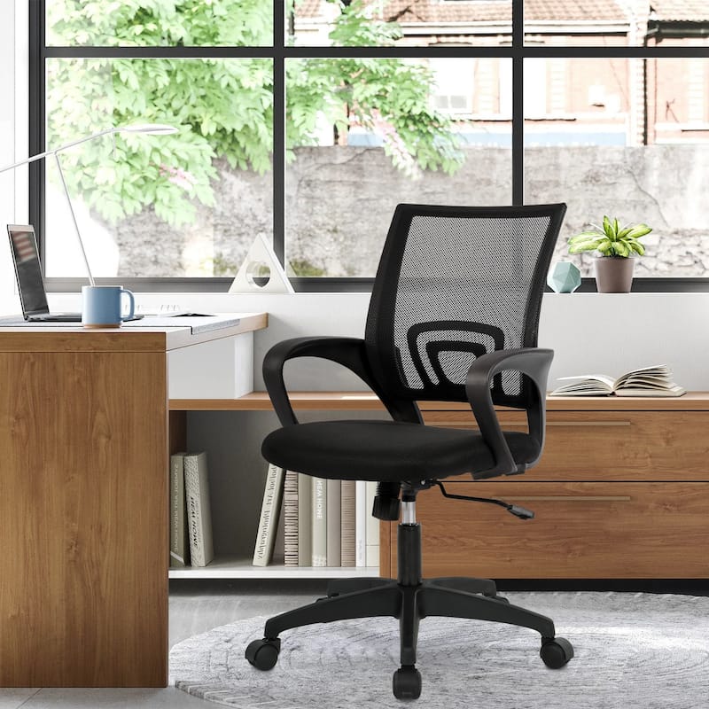 Sal Black Ergonomic Mesh Tilt Rocking Office Desk Chair by Furniture of America - Black
