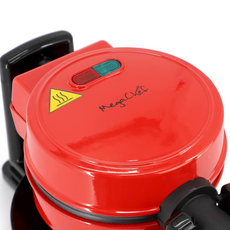 5 Inch Nonstick Round Electric Classic Belgian Waffle Maker in Red