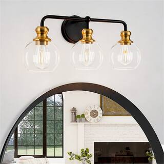 3-Light Dimmable Vanity Light with Clear Glass Shades